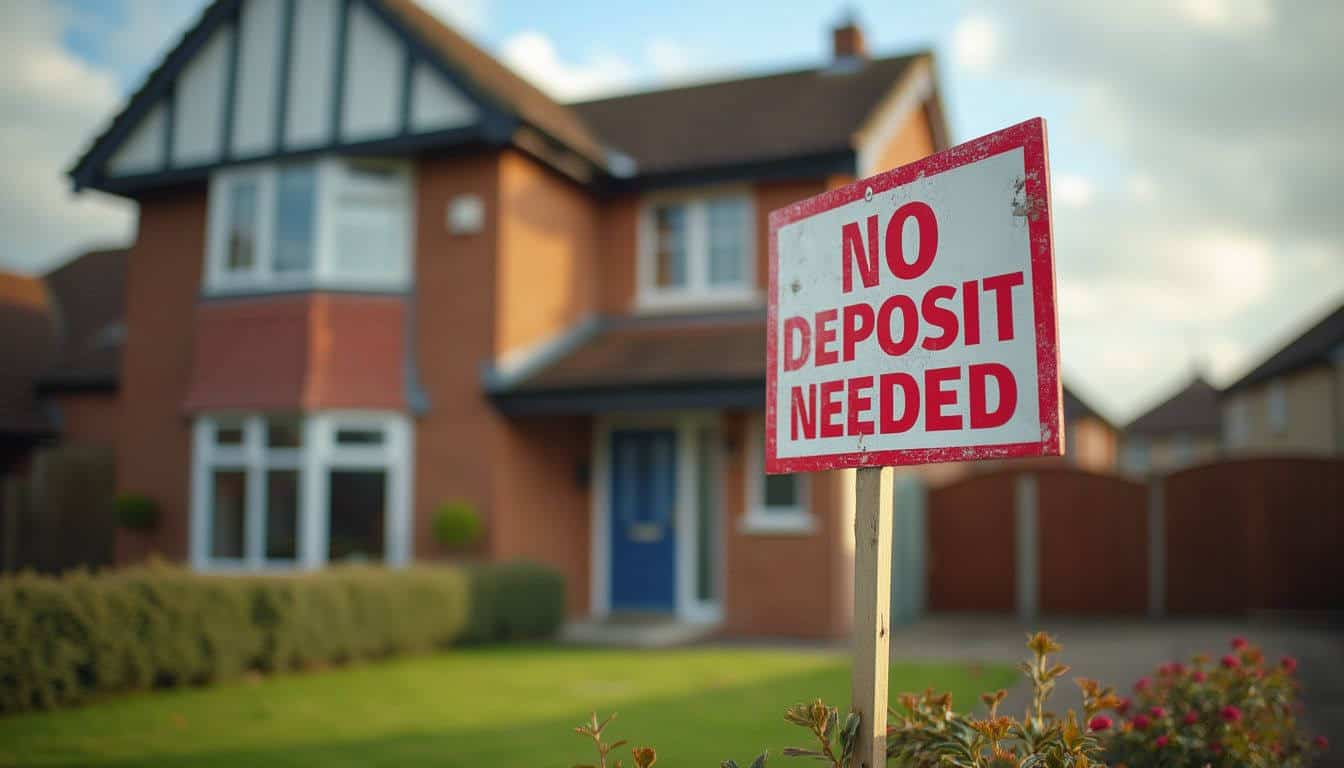 House for sale with sign saying no deposit needed